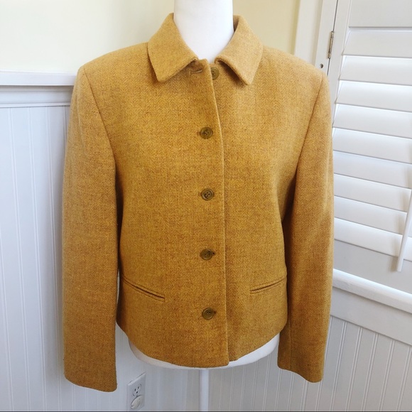 Lands' End Jackets & Blazers - Lands’ End Mustard Yellow Lambs Wool Blazer Sz 10